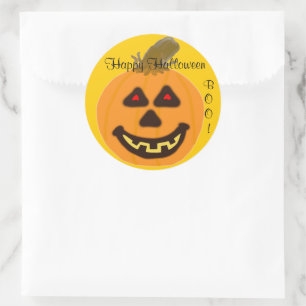 Sticker Rond Citrouille orange d'Halloween