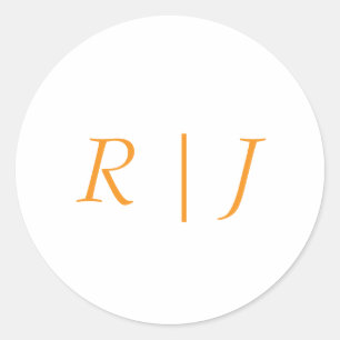 Sticker Rond Citrouille Orange Monogrammes Automne Mariage Auto