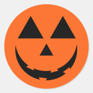 STICKER ROND CITROUILLE ORANGE PERSONNALISÉ FACE HALLOWEEN