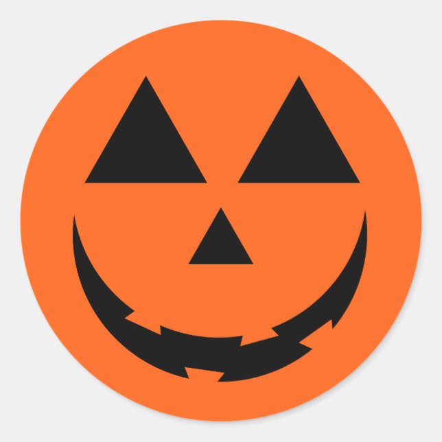 STICKER ROND CITROUILLE ORANGE PERSONNALISÉ FACE HALLOWEEN (Devant)