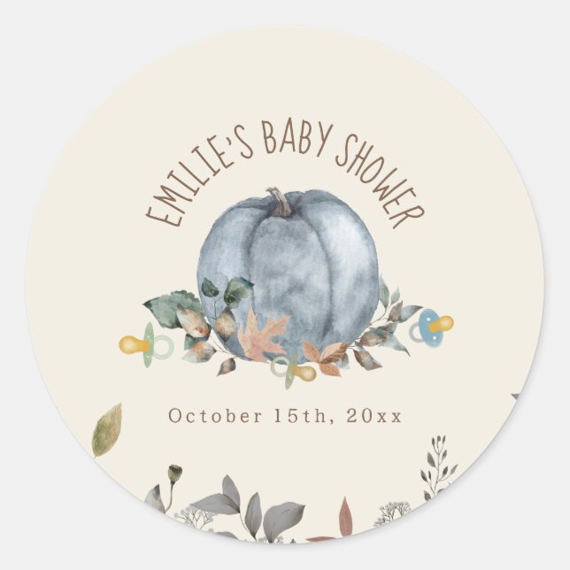 Sticker Rond Citrouille Pacificateurs Fall Boy Baby shower (Devant)