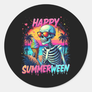 Sticker Rond Citrouille Pastèque d'été Joyeux Summerween