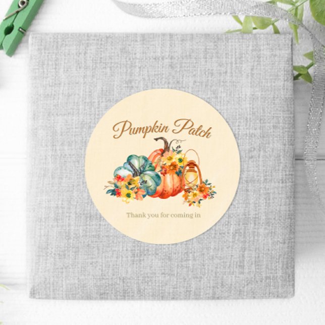 Sticker Rond Citrouille Patch Anniversaire (Pumpkin Patch Birthday Classic Round Sticker)