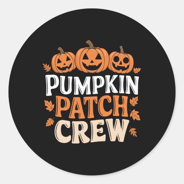 Sticker Rond Citrouille Patch Crew Funny Citrouille Patch Squad (Devant)