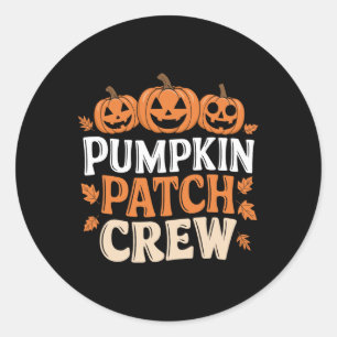 Sticker Rond Citrouille Patch Crew Funny Citrouille Patch Squad