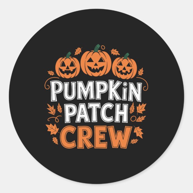 Sticker Rond Citrouille Patch Crew Funny Citrouille Patch Squad (Devant)