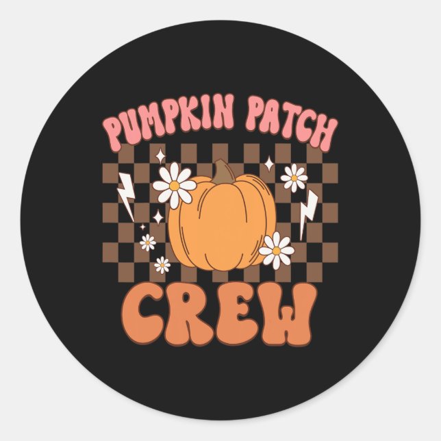 Sticker Rond Citrouille Patch Crew Funny Citrouille Patch Squad (Devant)
