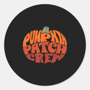 Sticker Rond Citrouille Patch Crew Funny Citrouille Patch Squad