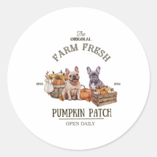 Sticker Rond Citrouille Patch French Bulldog The Original Farm