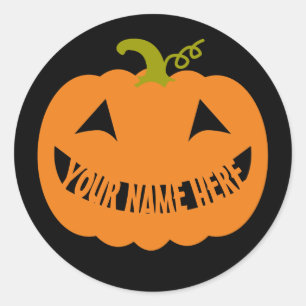 Sticker Rond Citrouille personnalisé de Halloween