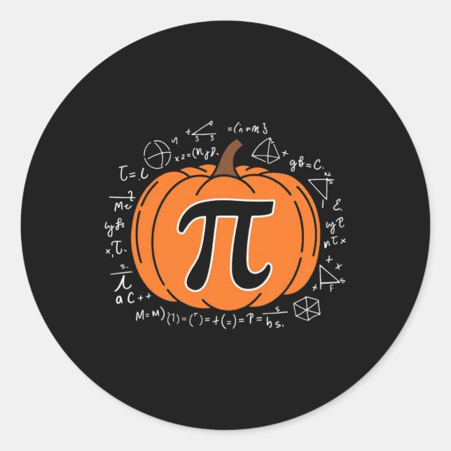 Sticker Rond Citrouille Pi Pie Math Enseignant Funny Halloween  (Devant)