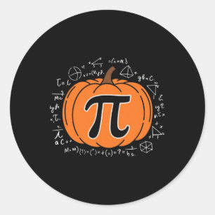 Sticker Rond Citrouille Pi Pie Math Enseignant Funny Halloween