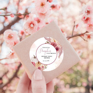 Sticker Rond Citrouille rose automne Floral Twin Girl Baby show