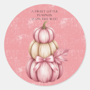 Sticker Rond Citrouille rose bébé fille douche