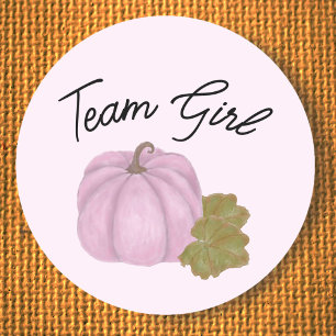 Sticker Rond Citrouille rose genre révéler Team Girl autocollan