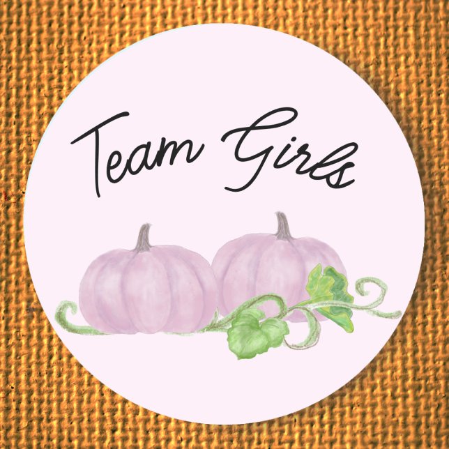 Sticker Rond Citrouille rose jumeau sexe révéler Team Girl (Créateur téléchargé)
