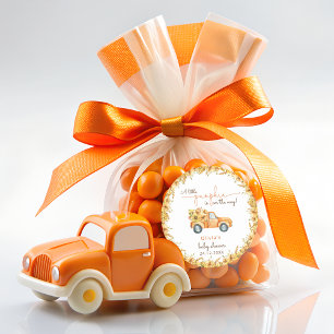 Sticker Rond Citrouille rustique automne Baby shower floral