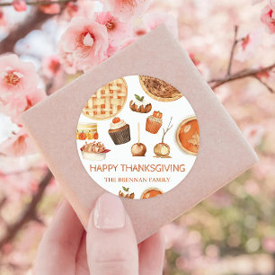 Sticker Rond Citrouille rustique tarte Thanksgiving