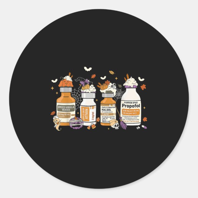 Sticker Rond Citrouille Sce Profol Ativan Versed Haldol Hallowe (Devant)