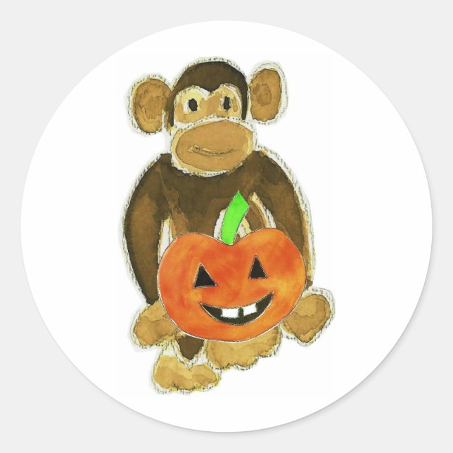 Sticker Rond Citrouille singe (Devant)