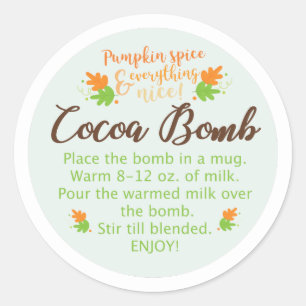Sticker Rond Citrouille Spice Cocaca bombe étiquettes, citrouil