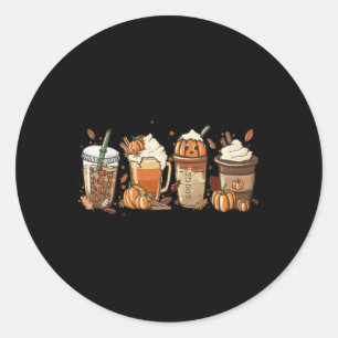 Sticker Rond Citrouille Spice Latte Automne Psl Automne Café Ci