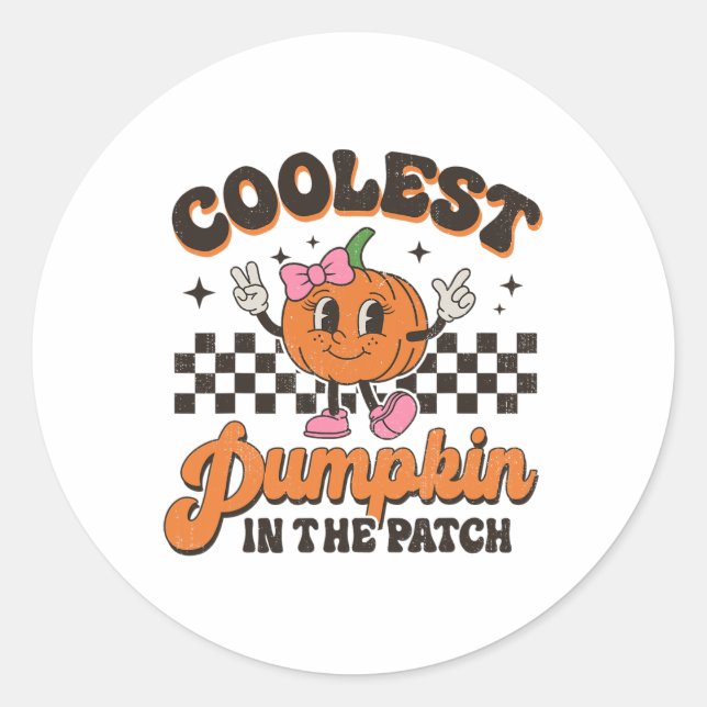 Sticker Rond Citrouille super Le Plus Froid Dans Le Patch Hallo (Devant)