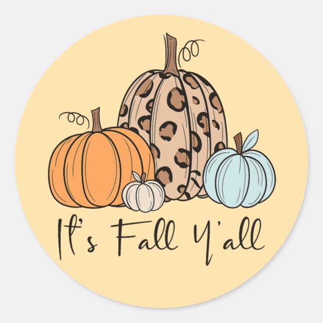 Sticker Rond Citrouille tendance automne | Citation "It’s Fall  (Devant)