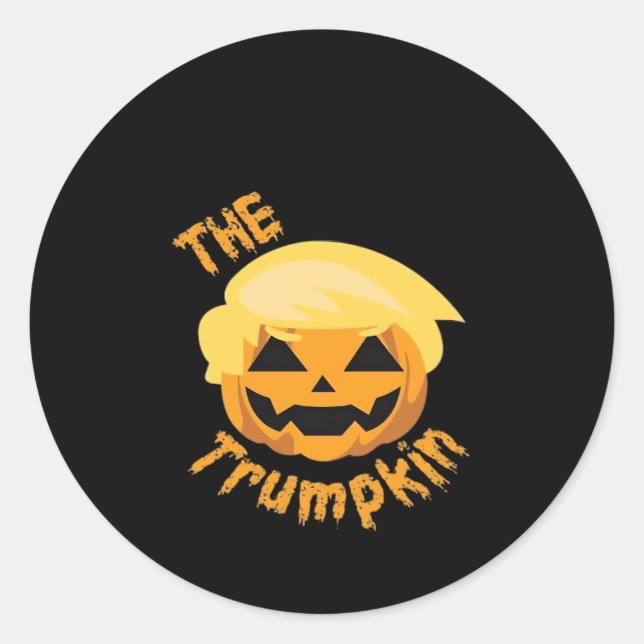 Sticker Rond Citrouille Trumpkin Halloween Design - Costume Slo (Devant)