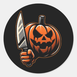 Sticker Rond Citrouille tueur - Halloween Horror Jack-o-Lantern