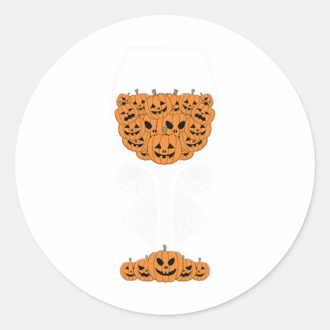 Sticker Rond Citrouille Vin Gl Spider Web Costume facile Hallow (Devant)