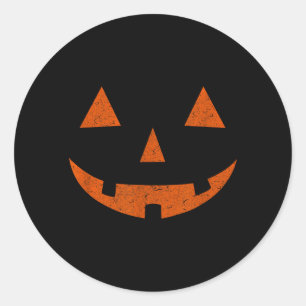 Sticker Rond Citrouille Vintage Jack o Lantern JackoLantern Vis