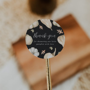 Sticker Rond Citrouilles blancs rustiques chute Baby shower Mer