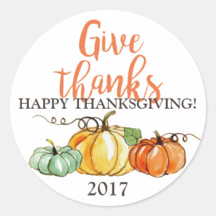 Sticker Rond Citrouilles d'autocollant de bon thanksgiving
