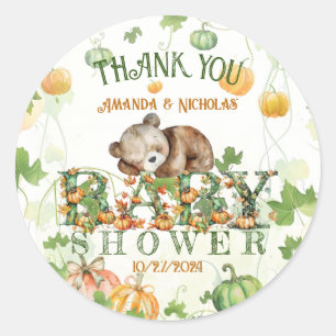 Sticker Rond Citrouilles d'automne et remerciement de Baby Show