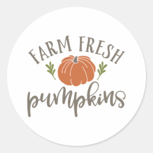 Sticker Rond Citrouilles de ferme frais automne articles à thèm