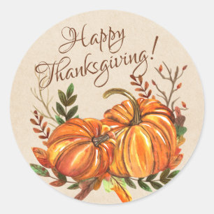 Sticker Rond Citrouilles de Thanksgiving