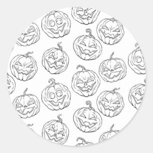 Sticker Rond Citrouilles d'Halloween