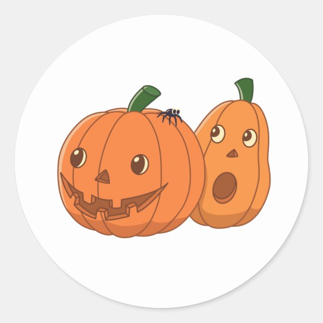 Sticker Rond Citrouilles d'Halloween assorties (Devant)
