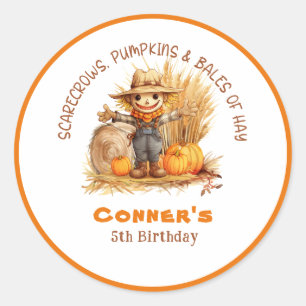 Sticker Rond Citrouilles ET BALES DE HAY MODERN ANNIVERSAIRE