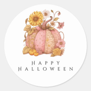 Sticker Rond Citrouilles florales élégantes à l'aquarelle