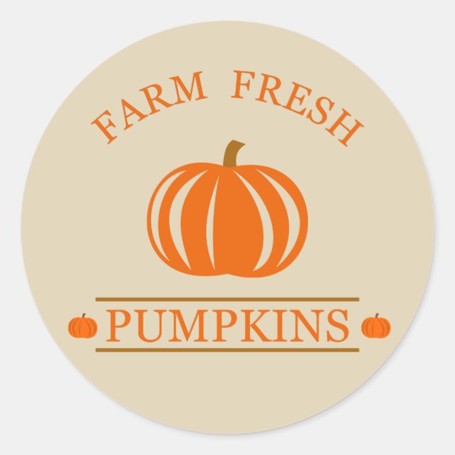 Sticker Rond Citrouilles frais de ferme automne (Devant)
