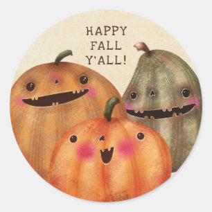 Sticker Rond Citrouilles heureux - Joli Halloween