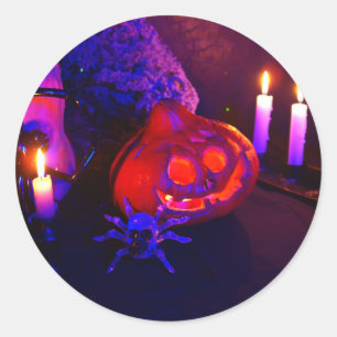 Sticker Rond Citrouilles néon