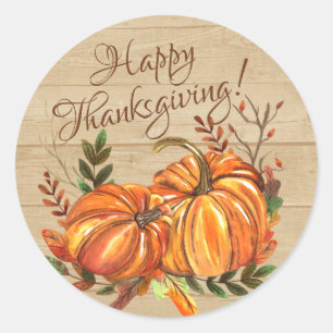 Sticker Rond Citrouilles rustiques de Thanksgiving