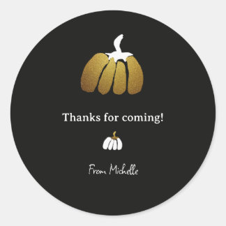 Sticker Rond Citrouilles stylisées en noir, blanc et or