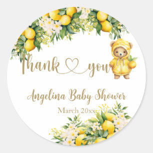 Sticker Rond Citrus citron Baby shower d'accueil été