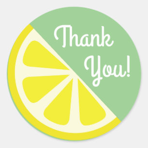 Sticker Rond Citrus citron Fruit de tranche 1er Merci d'anniver