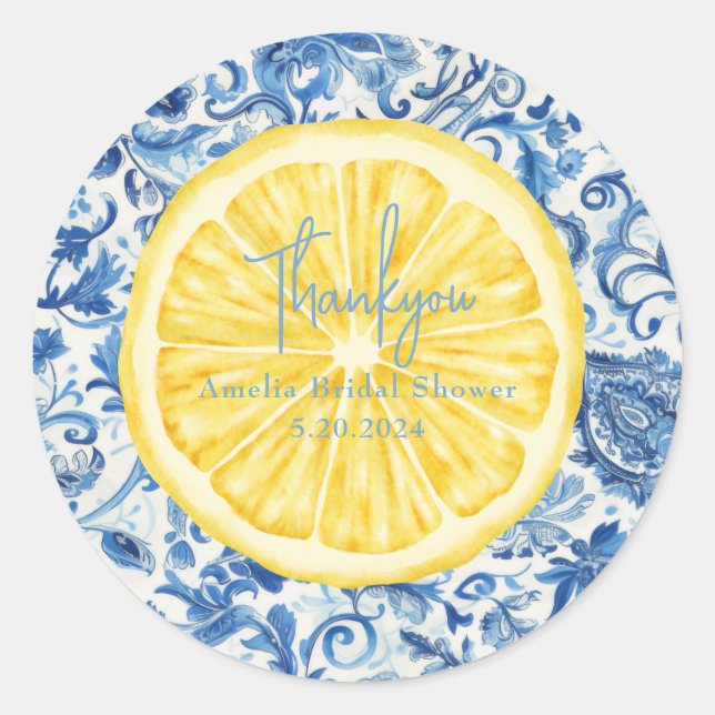 Sticker Rond Citrus citron pomme de douche principale (Devant)