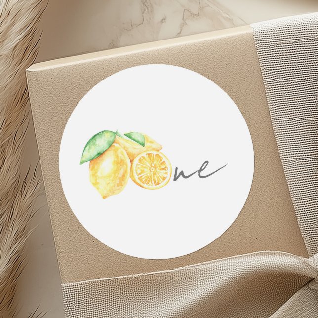 Sticker Rond Citrus citron Squeeze Été Bébé Premier anniversair (Créateur téléchargé)